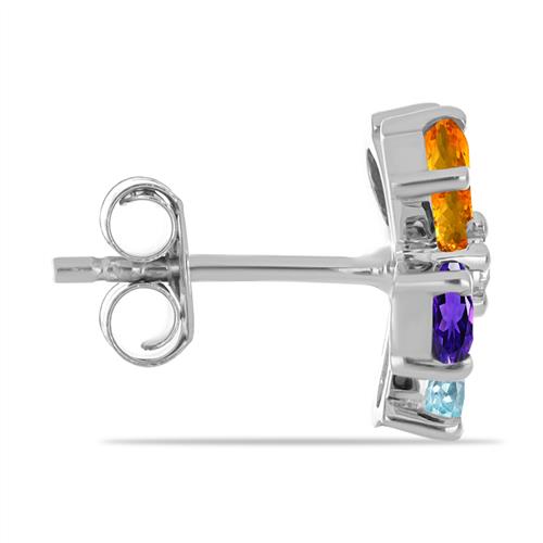 BUY 925 SILVER FLORAL EARRING WITH MULTI SAPPHIRE GEMSTONE